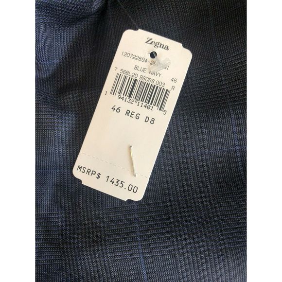 Z Zegna Drop 8 Tonal Prince of Wales Plaid Wool Slim Fit Suit US 36 R IT 46 R 8